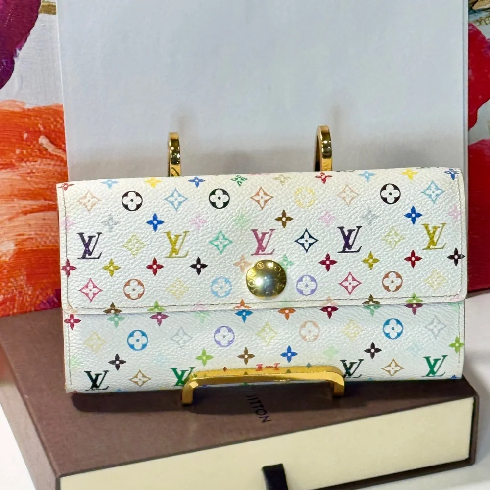 Louis Vuitton White Multicolor Monogram Wallet - Picture 11 of 15